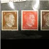 Image 2 : Set of (4) 1930 era Adolph Hitler German Deutsches Reich Stamps attached to black paper, 3 pfennig, 