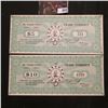 Image 1 : 1938 $5 & $10 Mt. Carmel Center, Waco, Texas Trade Currency "Redeemable for United States currency u
