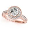 Image 2 : 1.07 CTW Certified VS/SI Diamond Solitaire Halo Ring 18K Rose Gold - REF-216M2F - 26522