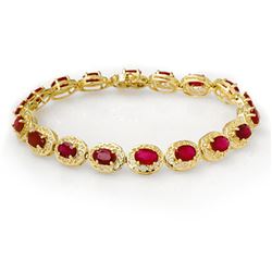 12.75 CTW Ruby Bracelet 10K Yellow Gold - REF-118M2F - 11690