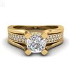 Image 2 : 1.7 CTW Cushion VS/SI Diamond Solitaire Micro Pave Ring 18K Yellow Gold - REF-472K8R - 37165
