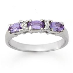 0.82 CTW Tanzanite & Diamond Ring 18K White Gold - REF-40F4M - 13946