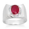 Image 1 : 3.33 CTW Ruby & Diamond Mens Ring 10K White Gold - REF-58M4F - 14477