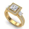 Image 1 : 2.5 CTW Princess VS/SI Diamond Micro Pave 3 Stone Ring 18K Yellow Gold - REF-527N3Y - 37198