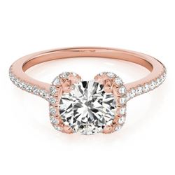 1.33 CTW Certified VS/SI Diamond Solitaire Halo Ring 18K Rose Gold - REF-371R5K - 26183