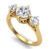 1.51 CTW VS/SI Diamond Solitaire Art Deco 3 Stone Ring 18K Yellow Gold - REF-427T3X - 37237