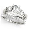 Image 1 : 1.67 CTW Certified VS/SI Diamond 3 Stone 2Pc Wedding Set 14K White Gold - REF-255M6F - 32030