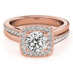 0.85 CTW Certified VS/SI Diamond Solitaire Halo Ring 18K Rose Gold - REF-147H3W - 26839