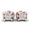 Image 2 : 2.5 CTW Princess VS/SI Diamond Art Deco Stud Earrings 18K Rose Gold - REF-642M2F - 37152