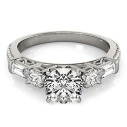 2.5 CTW Certified VS/SI Diamond Pave Solitaire Ring 18K White Gold - REF-650T3X - 28110