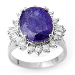 8.03 CTW Tanzanite & Diamond Ring 18K White Gold - REF-308M9F - 10429