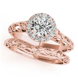 0.62 CTW Certified VS/SI Diamond Solitaire 2Pc Wedding Set Antique 14K Rose Gold - REF-110X9T - 3148