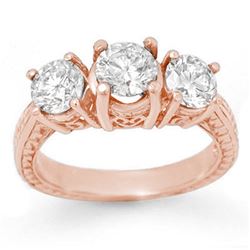 1.75 CTW Certified VS/SI Diamond 3 Stone Ring 14K Rose Gold - REF-259M4F - 14090