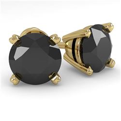 2.0 CTW Black Diamond Stud Designer Earrings 18K Yellow Gold - REF-63X8T - 32308