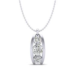 1.07 CTW VS/SI Diamond Solitaire Art Deco Stud Necklace 18K White Gold - REF-158Y2N - 37013