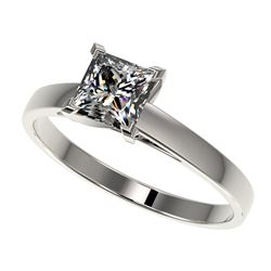 1 CTW Certified VS/SI Quality Princess Diamond Engagement Ring 10K White Gold - REF-270R3K - 32994