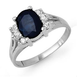 2.14 CTW Blue Sapphire & Diamond Ring 18K White Gold - REF-42N8Y - 13913