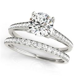 1.53 CTW Certified VS/SI Diamond Solitaire 2Pc Wedding Set 14K White Gold - REF-230X2T - 31598