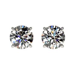 1 CTW Certified H-SI/I Quality Diamond Solitaire Stud Earrings 10K White Gold - REF-114F5M - 33049