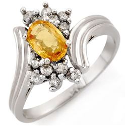 1.0 CTW Yellow Sapphire & Diamond Ring 10K White Gold - REF-27F3M - 10231