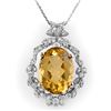 12.8 CTW Citrine & Diamond Necklace 14K White Gold - REF-106X8T - 10339