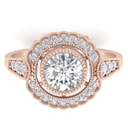 1.55 CTW Certified VS/SI Diamond Solitaire Art Deco Ring 14K Rose Gold - REF-367N3Y - 30538
