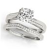 Image 1 : 0.85 CTW Certified VS/SI Diamond Solitaire 2Pc Wedding Set 14K White Gold - REF-154T5X - 31934