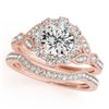 Image 1 : 1.69 CTW Certified VS/SI Diamond 2Pc Wedding Set Solitaire Halo 14K Rose Gold - REF-400M2F - 30967