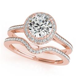 1.80 CTW Certified VS/SI Diamond 2Pc Wedding Set Solitaire Halo 14K Rose Gold - REF-422R2K - 30814