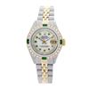 Image 2 : Rolex Ladies Two Tone 14K Gold/SS, Diam/Emerald Dial & Diam/Emerald Bezel, Saph Crystal - REF-372X2A