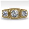 Image 1 : 2 CTW Past Present Future VS/SI Cushion Cut Diamond Ring Deco 18K Yellow Gold - REF-481W6H - 36073