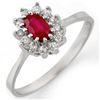 Image 1 : 0.60 CTW Ruby & Diamond Ring 18K White Gold - REF-35T6X - 11214