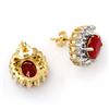 Image 2 : 4.44 CTW Ruby & Diamond Earrings 14K Yellow Gold - REF-71X3T - 13018