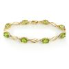 Image 1 : 7.02 CTW Peridot & Diamond Bracelet 10K Yellow Gold - REF-41T5X - 10785