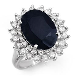 8.70 CTW Blue Sapphire & Diamond Ring 14K White Gold - REF-127M5F - 12885