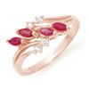 Image 1 : 0.40 CTW Ruby & Diamond Ring 18K Rose Gold - REF-38N4Y - 13149