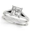 Image 1 : 0.94 CTW Certified VS/SI Princess Diamond Solitaire 2Pc Set 14K White Gold - REF-129K5R - 31973