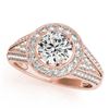 Image 2 : 1.6 CTW Certified VS/SI Diamond 2Pc Wedding Set Solitaire Halo 14K Rose Gold - REF-245R5K - 31113