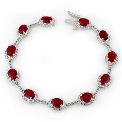 12.40 CTW Ruby & Diamond Bracelet 10K White Gold - REF-96X4T - 10852