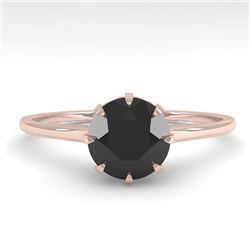 1.0 CTW Black Diamond Solitaire Engagement Ring Vintage Design 18K Rose Gold - REF-50N9Y - 35744