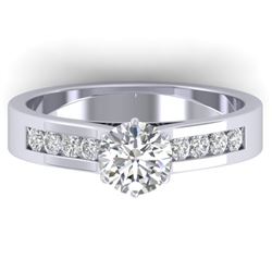 1.1 CTW Certified VS/SI Diamond Solitaire Art Deco Ring 14K White Gold - REF-188H2W - 30345