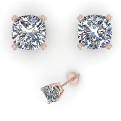 1.06 CTW Cushion Cut VS/SI Diamond Stud Designer Earrings 14K White Gold - REF-174R5K - 32151