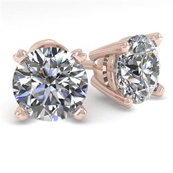 2.0 CTW VS/SI Diamond Stud Designer Earrings 14K Rose Gold - REF-528H2W - 38370