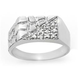 0.15 CTW Certified VS/SI Diamond Mens Ring 10K White Gold - REF-29H5W - 13246