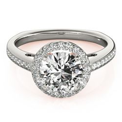 1.3 CTW Certified VS/SI Diamond Solitaire Halo Ring 18K White & Rose Gold - REF-384T4X - 26965