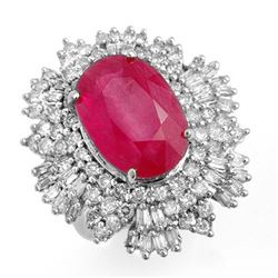 12.16 CTW Ruby & Diamond Ring 18K White Gold - REF-441N6Y - 12967