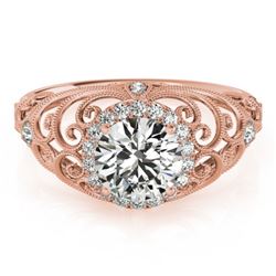 1.22 CTW Certified VS/SI Diamond Solitaire Halo Ring 18K Rose Gold - REF-387K5R - 26555