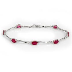 5.02 CTW Ruby & Diamond Bracelet 10K White Gold - REF-36H8W - 10927