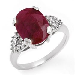 4.74 CTW Ruby & Diamond Ring 10K White Gold - REF-63R6K - 12817