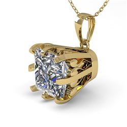 1 CTW Certified VS/SI Princess Diamond Necklace 18K Yellow Gold - REF-280K2R - 35719